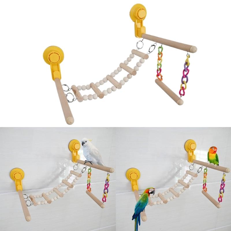 Parrots Ladder Scratchers Perch Stands Bird Stand Suction Cup Wood Stick Ladder Branch Ladder Standing