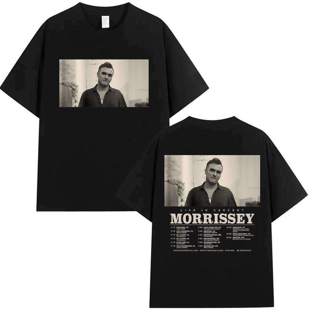 Британская группа Morrissey Tour 2025 Мерч Футболки Мужская Женская Одежда Хип-хоп Футболка с коротким рукавом Винтажная Оверсайз Хлопковая футболка Лето S