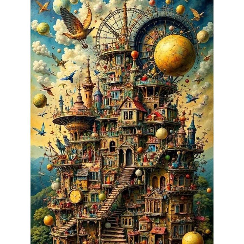DIY Handmade Diamond Painting Ancient City Planet Landscape Living Room Full of Diamond Decorative Painting 30X40CM