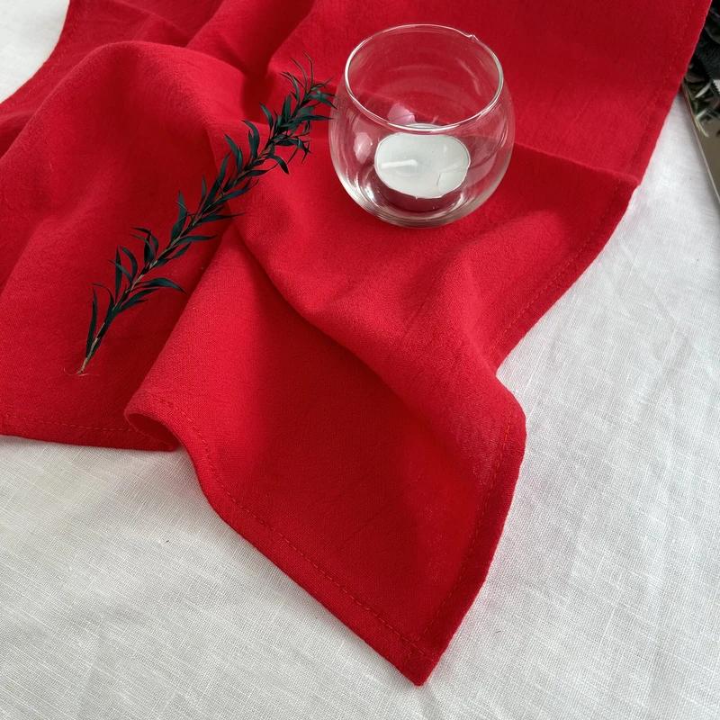 20PC Christmas Green Red Cotton Cloth Napkins 30X45cm Dinner Washable Napkins With Hemmed Edges For Restaurant Wedding And Hotel