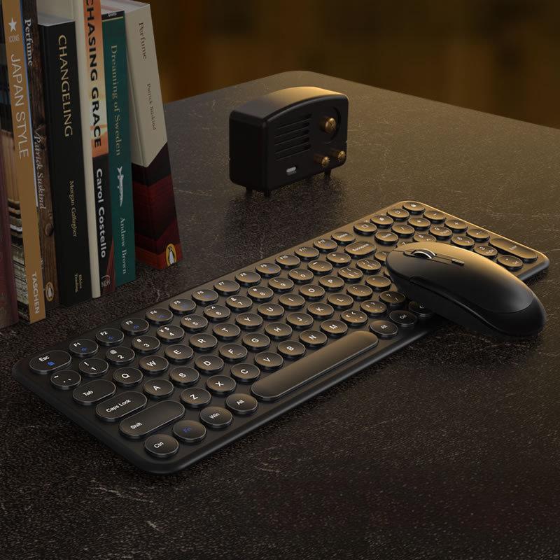 BOW Silent Wireless Keyboard & Wired Mouse Set, Bluetooth Compatible for Women's Office Use, Laptop & Desktop
