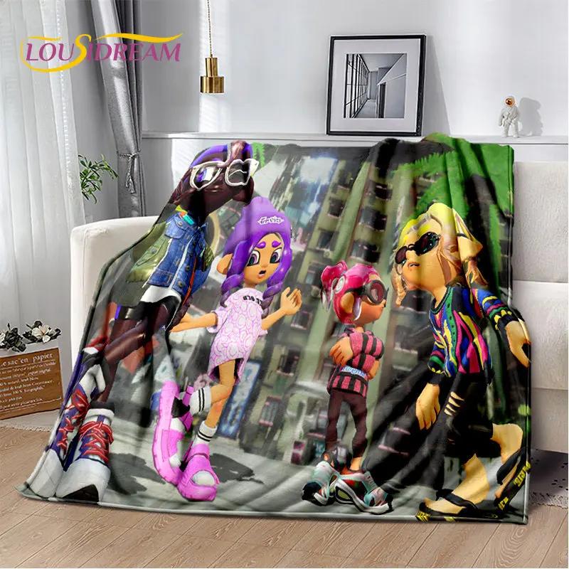Oyunlar, Splatoon, Karikatür Yumuşak Peluş Battaniye, Flanel Battaniye Oturma Odası Yatak Odası Yatak Kanepe Piknik Örtüsü için Battaniye Atmak Bettdecke