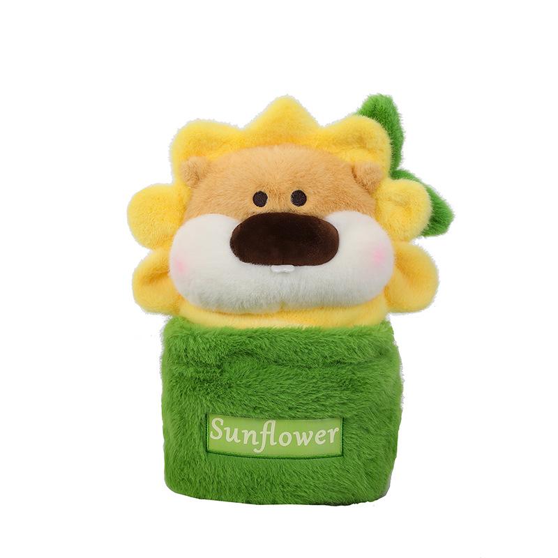 Creative Sun Flower Lion Plush Toy Children Comfort Doll Bottle Lion Home Healing Pillow