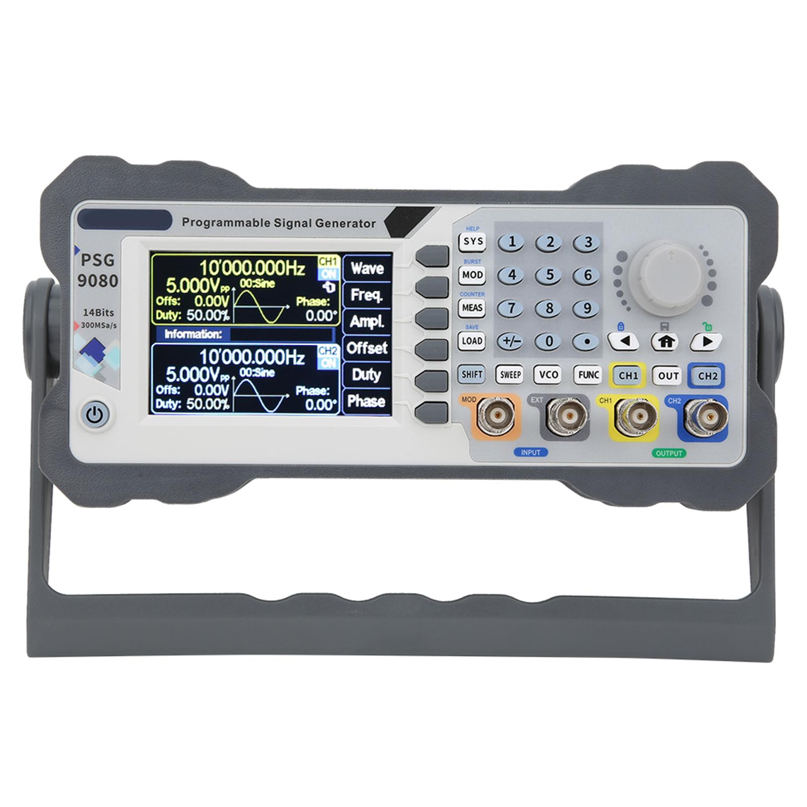 

PSG9080 80МГц Програмований Двоканальний Генератор Сигналів Довільної Форми Амплітудна Модуляція Сигналу Великобританія 220В
