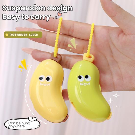 Banana Toothbrush Case Portable Toothbrush Organizer with Silicone Toothpaste Dispenser Hanging Travel Toothbrush Box for Home Use Vacation Camping
