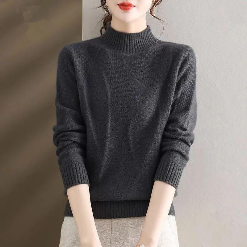 Elegant High Neck Sweater: Cozy & Chic, Perfect Warm Knit Top for Women - Versatile Solid Color, Ideal for Fall/Winter