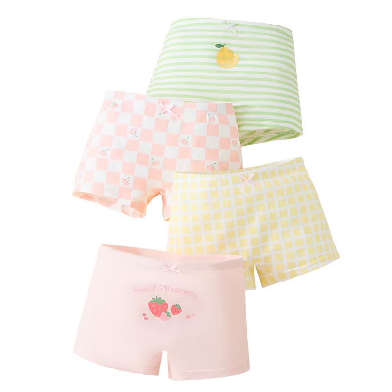 LANGSHA Girls' Cotton Antibacterial Boxer Briefs 4-Pack