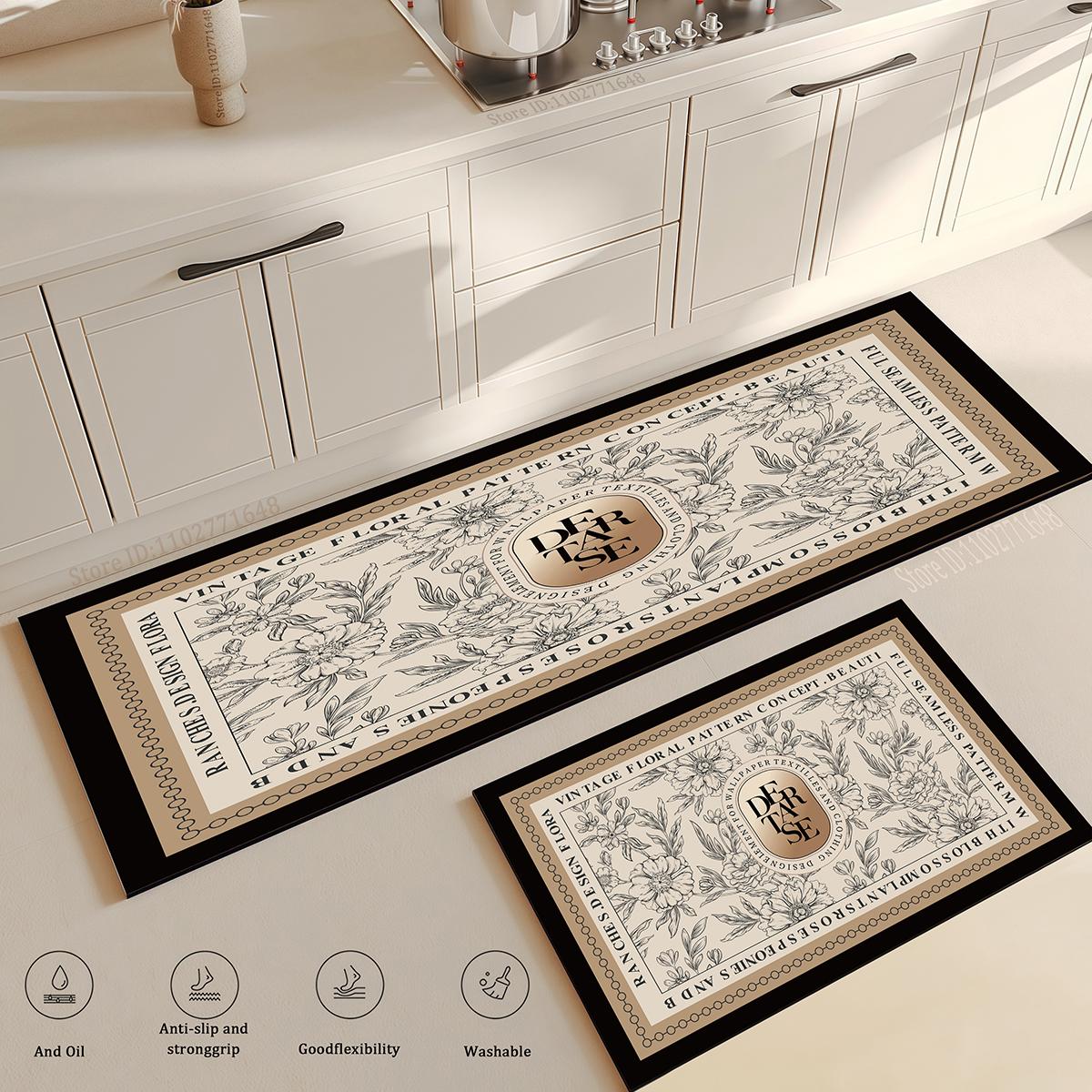 

Цветочный Длинный Большой Кухонный Коврик для Пола Мягкий Моющийся Коврик для Гостиной Против Усталости Прикроватный Коврик Нескользящий Придверный Коврик для Ванной Комнаты 40cmx60cm 1pc