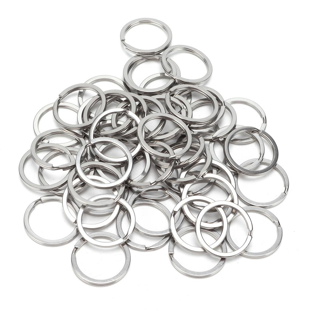 50Pcs Key Ring Stainless Steel AntiRust MultiPurpose 30mm Keychain for Pendant Gift