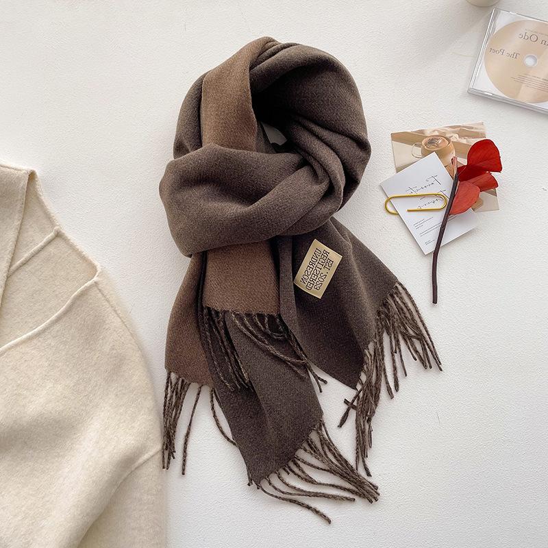 Super Soft Waxy Cashmere Scarf for Women in Winter High End  Korean Version  Versatile Camel Color  Double sided Solid Color  Warm Scarf for Mother