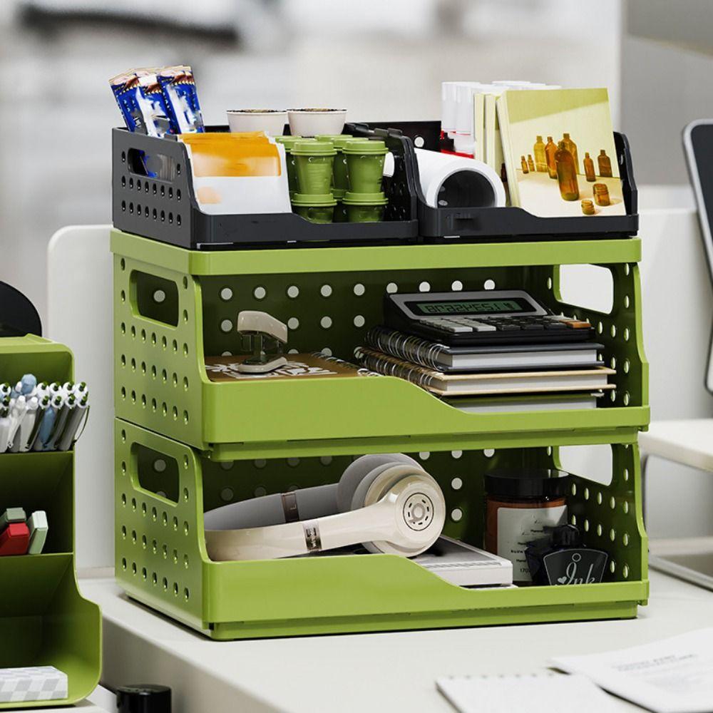 Perforated Board Foldable Storage Baskets Dopamine Folding Storage Crate Desktop Bookshelf  Home