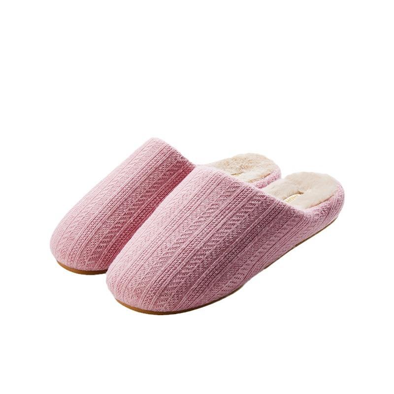 2024 new Japanese home cotton slippers winter stepping on shit feeling thickened non-slip couple fluffy thick-soled confinement shoes men