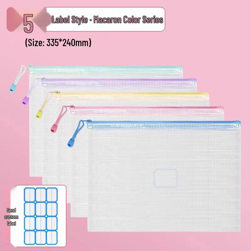 A4 Transparent Waterproof Zipper Document Bag for Exams and Office Use