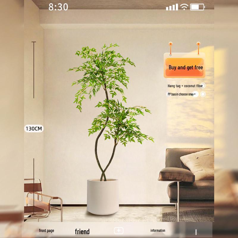 Nandina Luxus Kunstbaum - Dekorative Bionische Grüne Pflanze für Innenräume mit Seidenblumen für die Wohnzimmer-Landschaftsgestaltung.