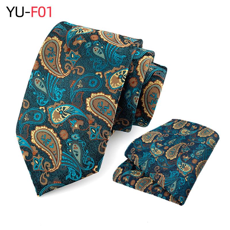 Polyester Paisley Tie Pocket Towel Two-Piece Set, Business Tie