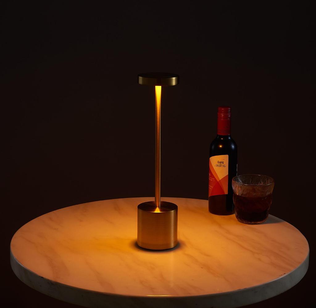 Rechargeable LED Touch Bar Table Lamp: Dimmable Metal I-beam Design for Restaurant and Bar Atmosphere.
