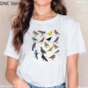 Women's White T-Shirts Colorful Four Birds Beautiful Nature Lover Birds Printed Tshirts Femme Fashion Women's Short Sleeve Tops