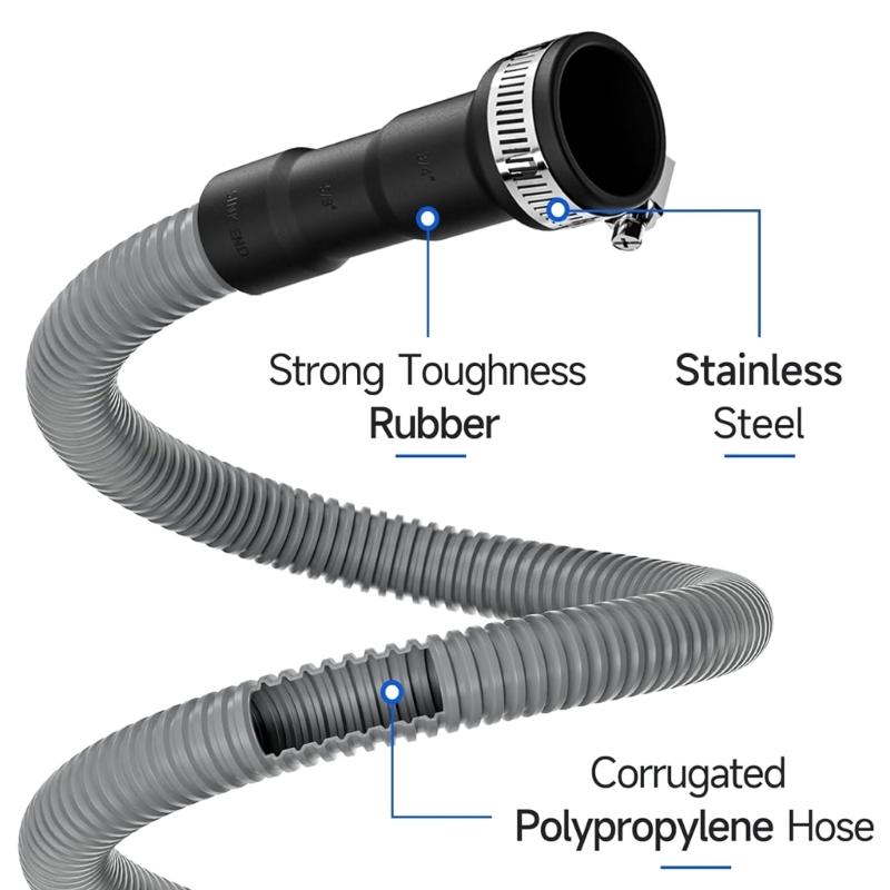 10 Feet Dishwasher Drain Extension Hose Cut to Length Universal Fit Metal Clamp Included Strong Construction for 5/8in