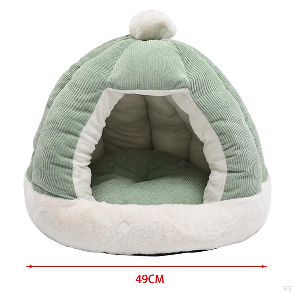 Cat Bed Dog with Removable Washable Cushion Kennel Decorative Slip Villa Shelter for