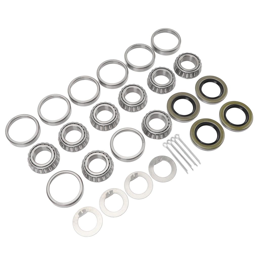 4 Pcs Trailer Wheel Hub Bearings Kit Steel Alloy L44643 Inner Outer Bearings with Outer Ring Grease Seal for 1in 2000‑2200 Lbs Trailer Axle