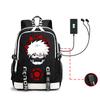Anime Backpack Fashion Street Trend Men'S Large Capacity Usb Headphones Computer Bag