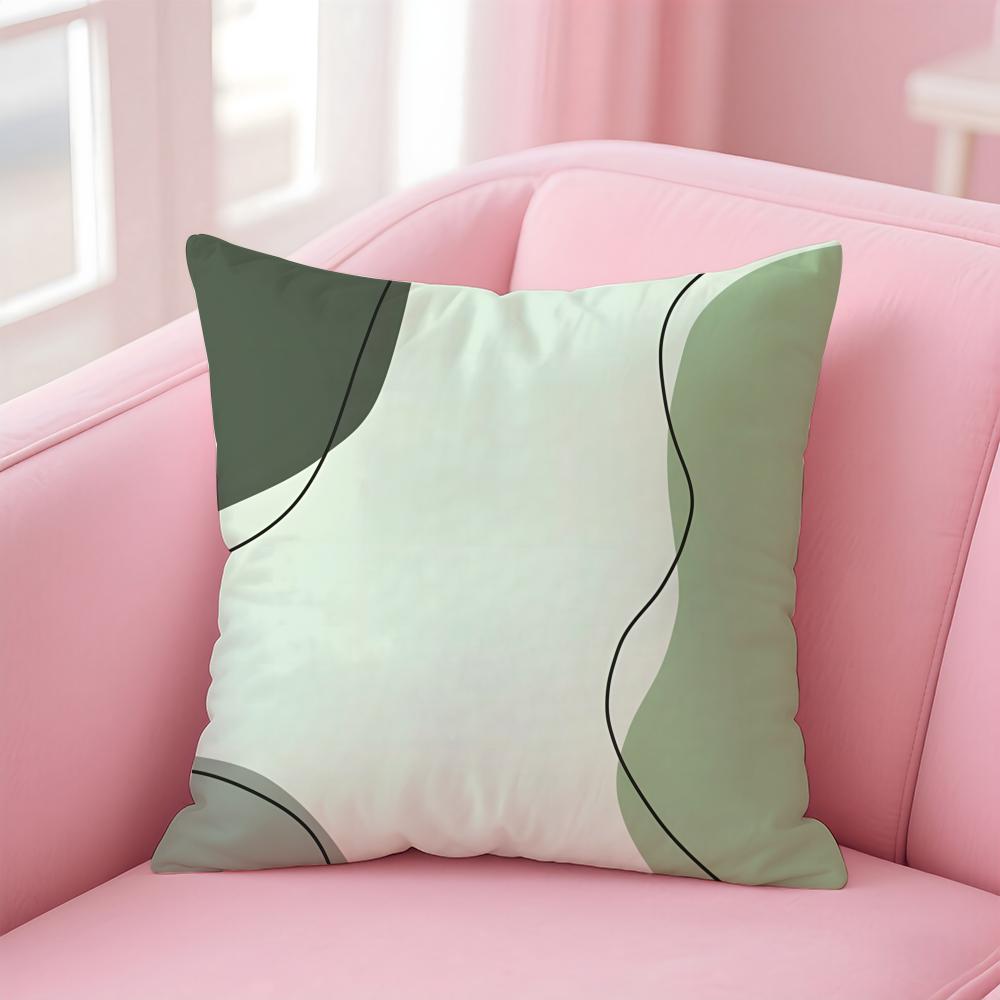 Simple And Stylish Green Geometry Cushion Cover Pillow Case Soft Friendly Fabric & Concealed Zipper