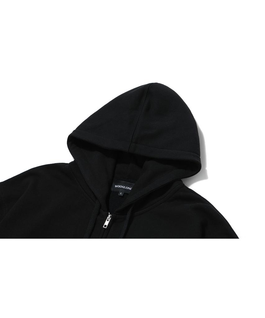 Wooalong (Brushed)Signature Hood Zip-Up - Black