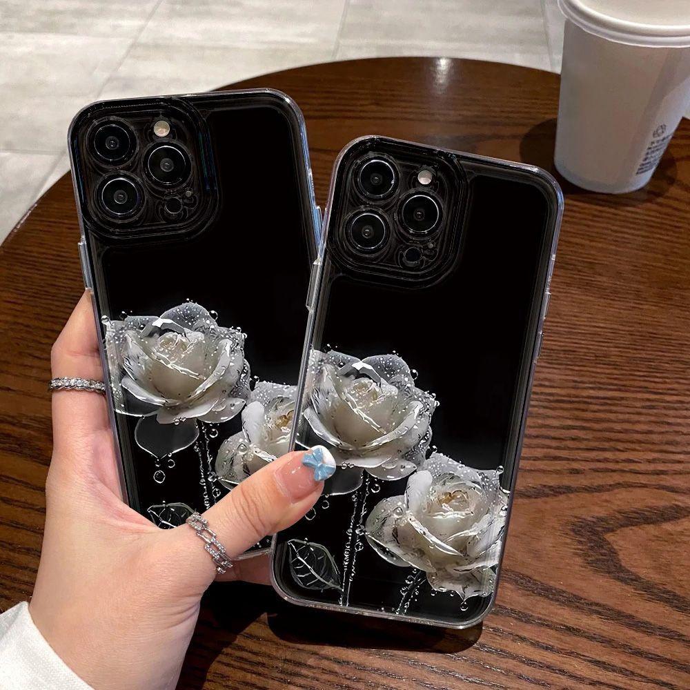Crystal Rose for iPhone17promax Space Phone Case Apple 16 Transparent 14/13 Fine Hole 15