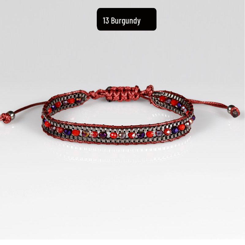 Bohemian Handmade Woven Crystal Beaded Friendship Bracelet for Women