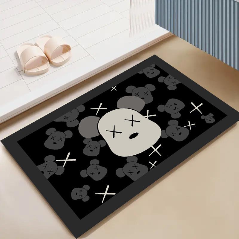 Cartoon Pattern Bathroom Absorbent Floor Mat,Quick Drying Bathroom Door Non Slip Foot Mat,Entrance Door Mat,Rug,Christmas Decor