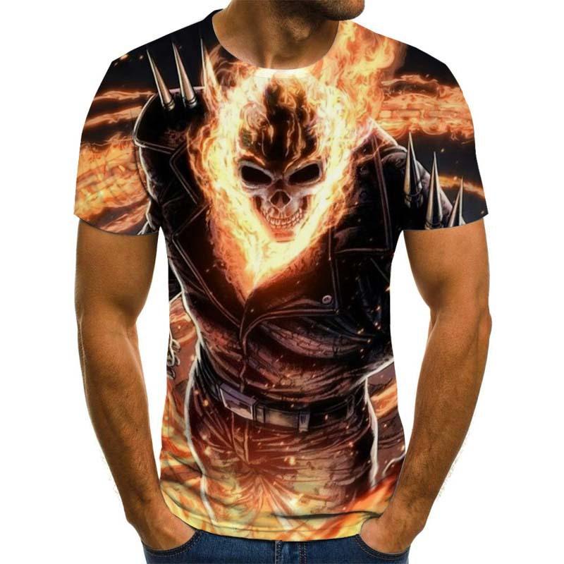 Summer Men's Trendy Casual Evil Knight Digital Printed 3D Short Sleeved T-shirt