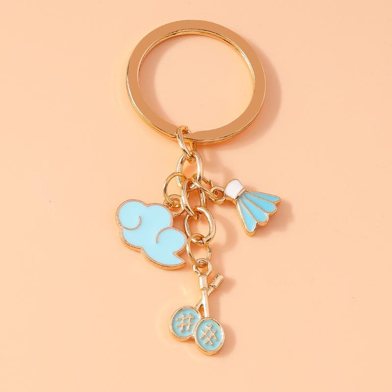 

Cute Enamel Badminton Racket Keychain Cloud Key Ring Pendant for Women Girls Handbag Decor Jewelry Gifts