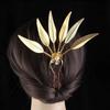 1PC Headwear Jewelry Thailand Ethnic Golden Dance Party Decoration Hairpin for Women Crystal Flower Hair Accessories Alloy Leaf