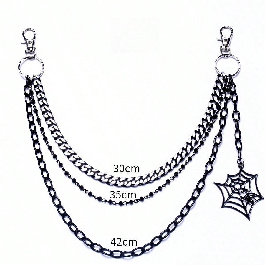 European and American Jewelry Trend Punk Style Personality Three-layer Spider Web Jeans Chain Hundred Decoration