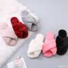 NEW Design Women Winter House Furry Slippers Women Cross Fluffy Fur Home Slides Flat Indoor Floor Shoes Ladies Flip Flops