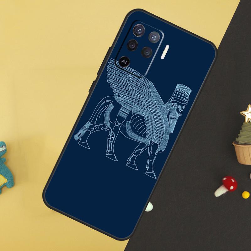 Lamassu Assyrian Winged Lion For OPPO A79 A58 A78 A98 A53S A57S A54S A74 A94 A17 A77 A5 A9 A96 A76 A16 A52 A72 A15 Case