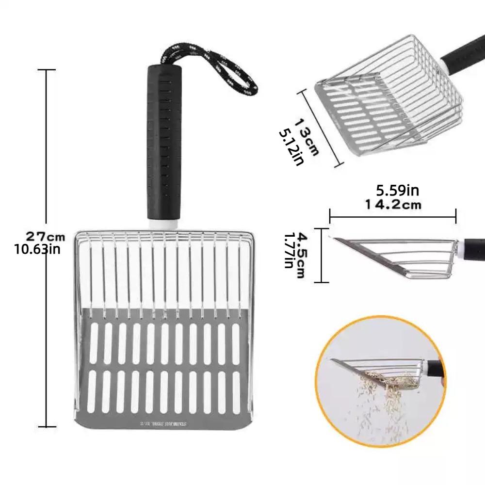Hanging Design Cat Litter Shovel Stainless Steel Pet Feces Cleaner Pet Cleaner Scoop  Poop Lifter
