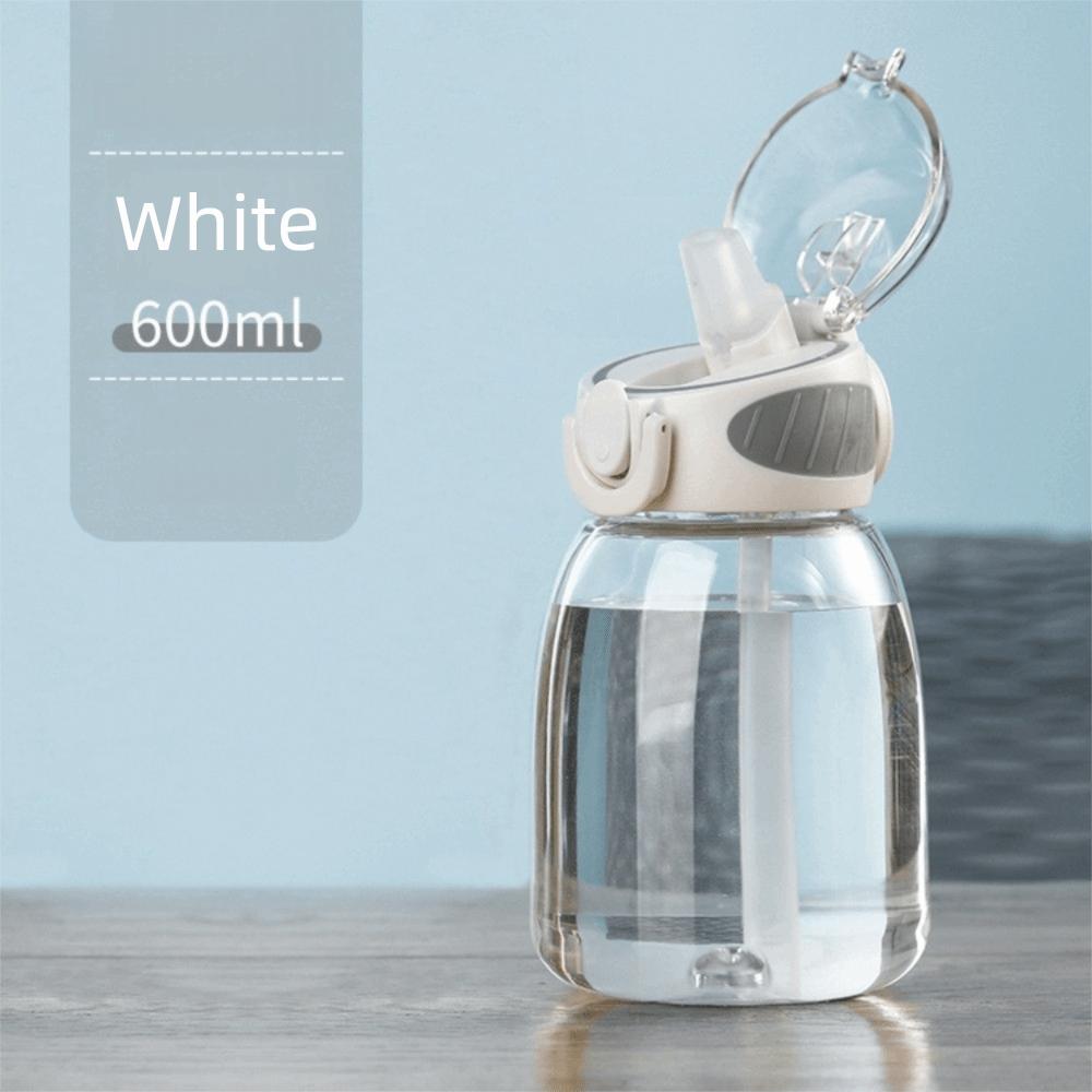 

Непроливающийся детский поильник Пластиковая бутылка для воды Портальная чашка с трубочкой для воды White-600ml