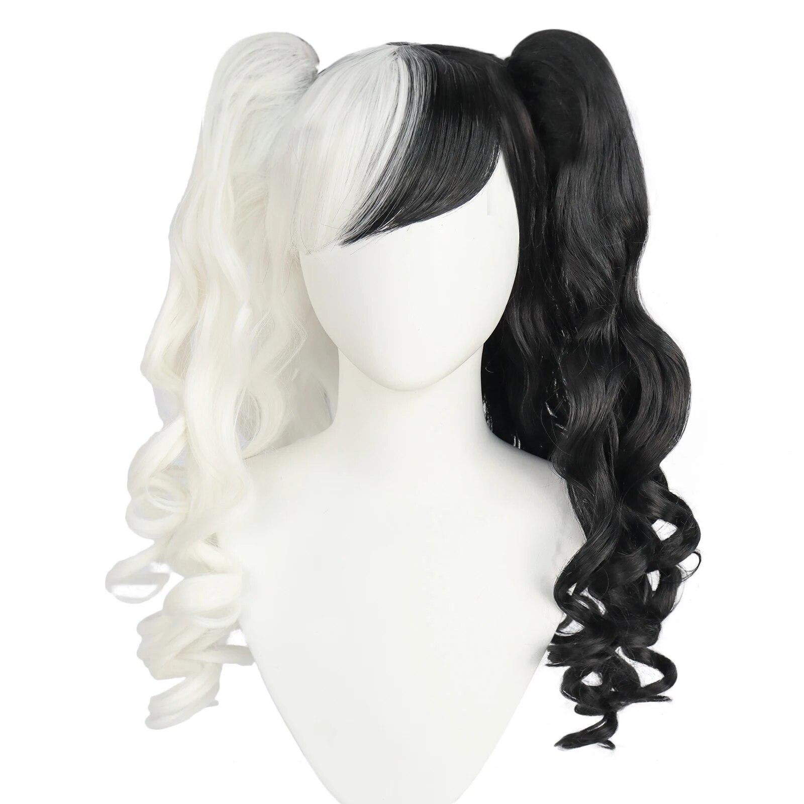 

Косплей парик с хвостиком Синтетический длинный цветной вьющийся парик для косплея Лолиты для девочек с двойными хвостиками и 1 шт. Кепка для парика 24inches