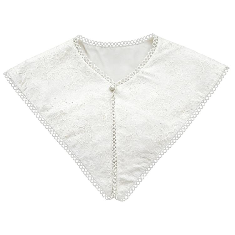 

Chic Detachable Neckline Accessory Delicate Lace Spread Lapel Openwork Collar for Casual Wear білий