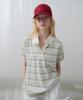 Toabe Sand Half-Open Striped Polo Tee (Pink)