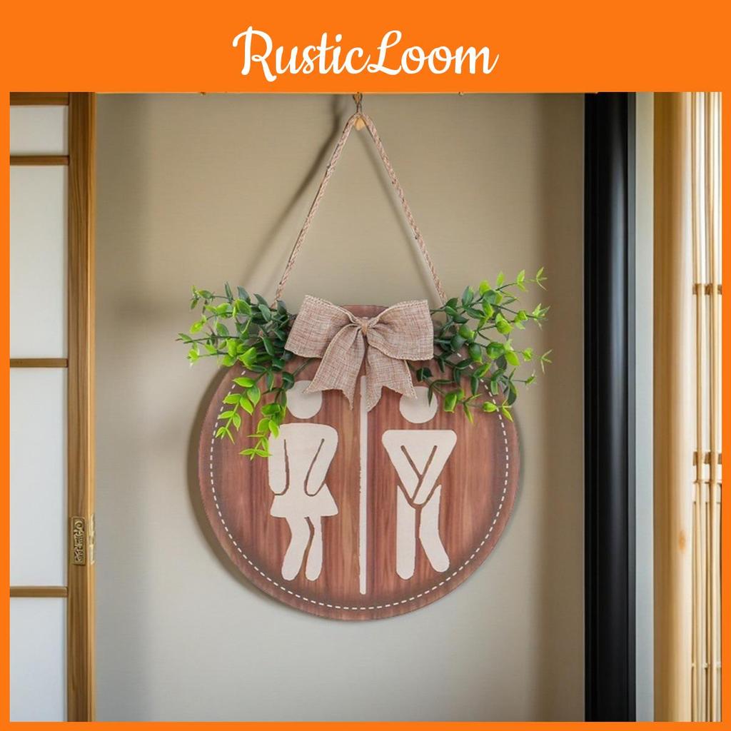 Schild für Toilettenraum im Holzstil mit Kunststoffkonstruktion zur Wandmontage und Badezimmerbeschriftung