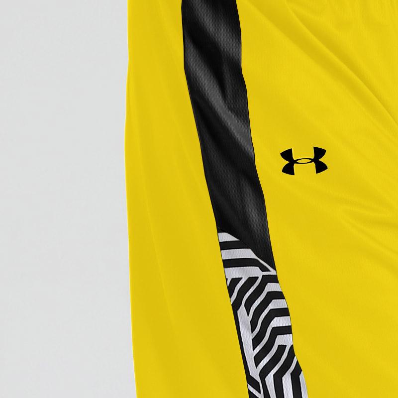 Under Armour Color Block Casual Design Quick Dry Running Sports Training Mid Rise Basketball Shorts Men Shorts Yellow 23500201-790