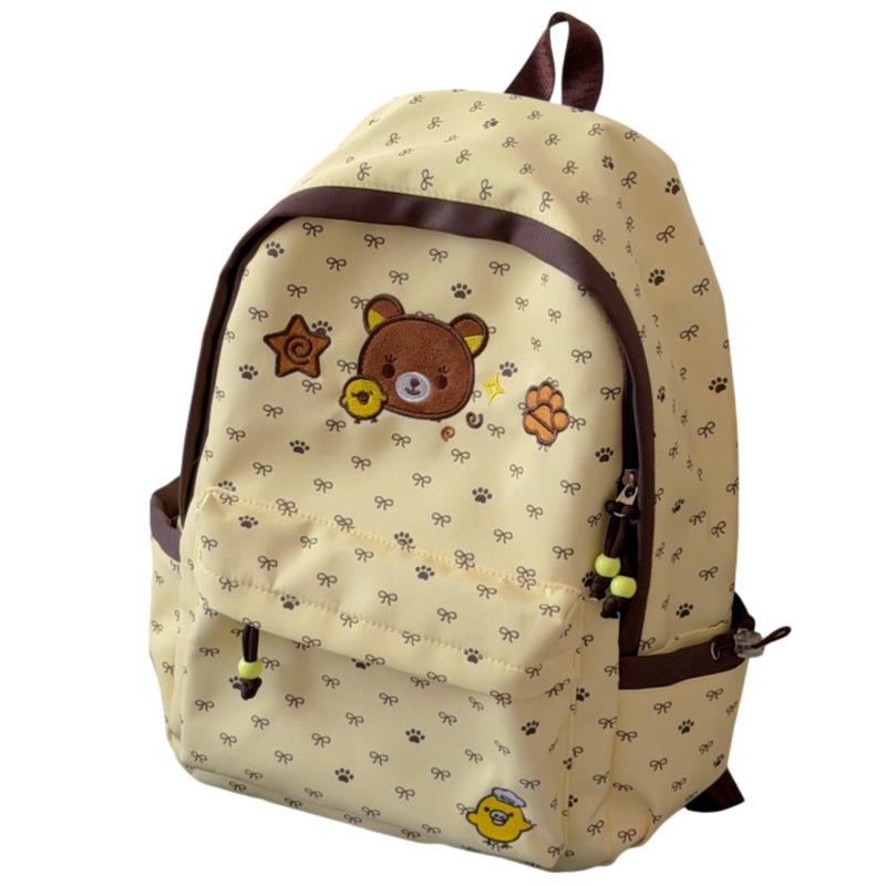 Schoolbag Korean Easy Bear Polka Dot Embroidered Backpack Female New Versatile Student Class Light Casual Large Capacity School Bag