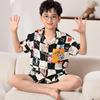 Boys Pajama Set Ice Silk Short Sleeve Cartoon Sleepwear Kids 8 Years Home Loungewear