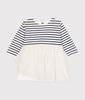 tulle dress A0CUM 24 months 86cm [Petit Bateau] Long-sleeved Off-white/multi-color