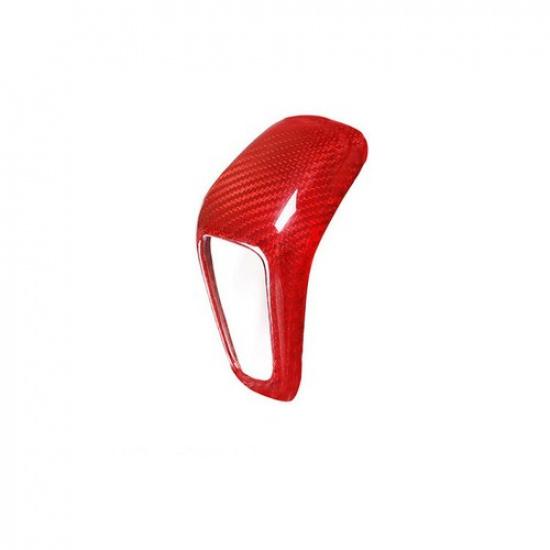 Bright Red Carbon Fiber Car Console Gear Shift Knob Sticker For Cayenne 18-23