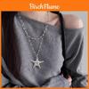 Summer Starfish Necklace With Double Layer Alloy Pendant For Women And Teens
