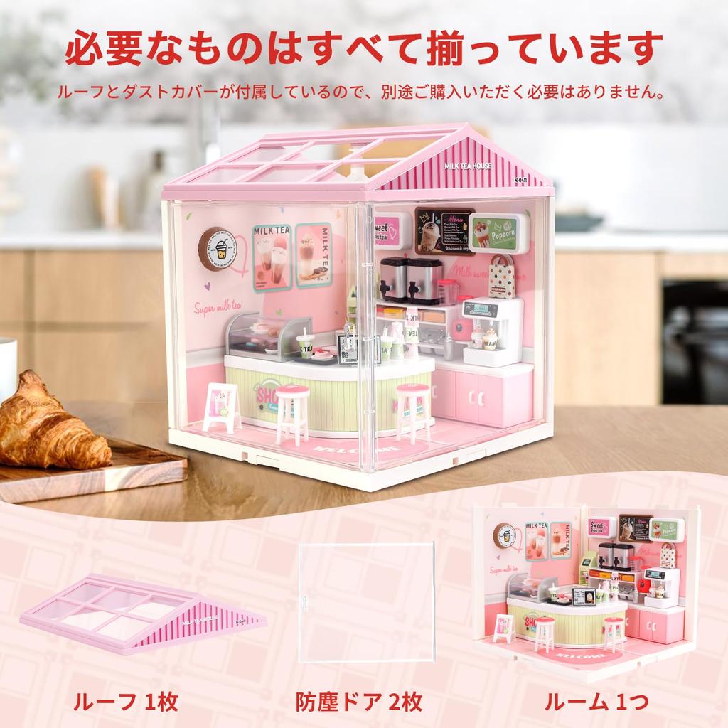 Hallisun DIY Miniaturowy Dom Plastikowy Domek dla Lalek z Meblami Zabawka Domek dla Lalek z USB Pokrowiec Przeciwkurzowy i Zabawka do Montażu Rękodzieła 3D dla Dzieci w Wieku i