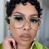 Fashion Large Frame Square Anti Blue Light Glasses Men Women Europe and America Piece Together Color Eyeglasses